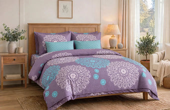Bedsheet 5 pieces purple mandala turquoise