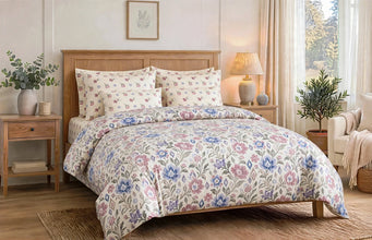 Bedsheet 5 piece cream ikat flowers