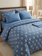 Comforter set 6 pieces Dusty blue lattice