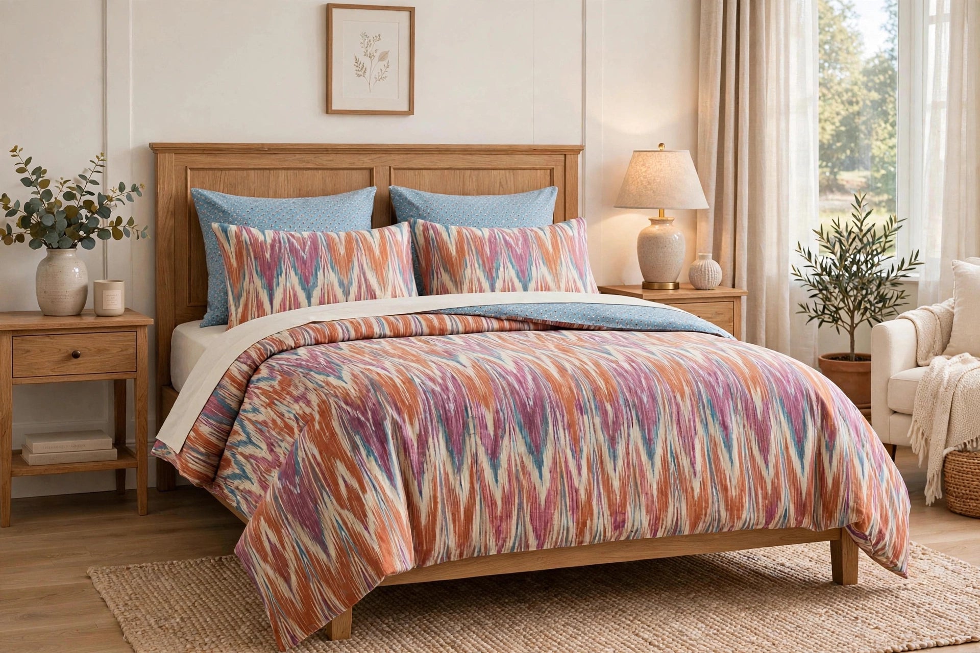 Comforter set multi flame stitch