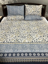 Bedsheet 5 piece blue leaves
