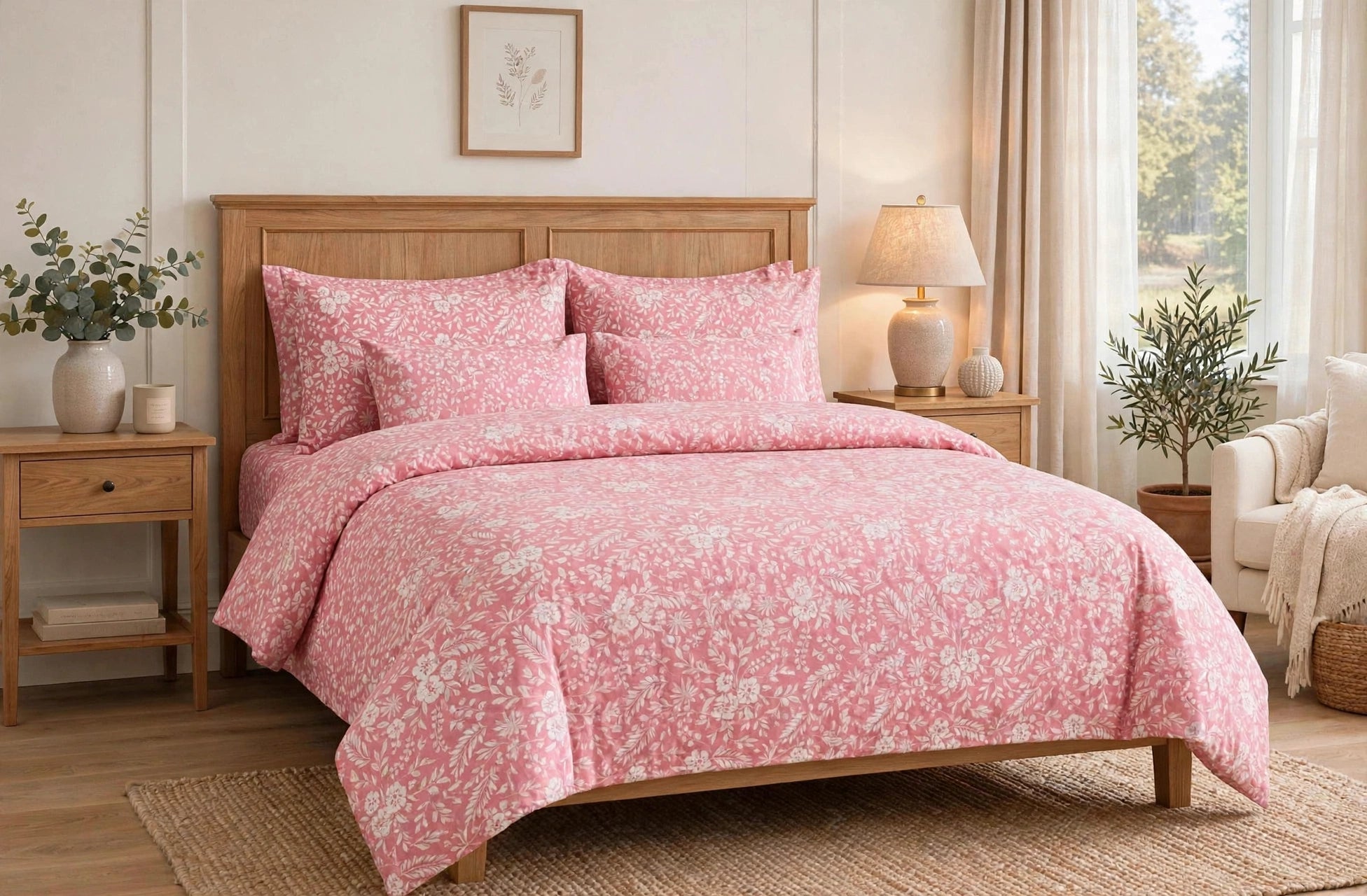 Comforter set 6 piece light pink