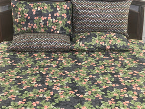 Bedsheet 5 pieces green flowers
