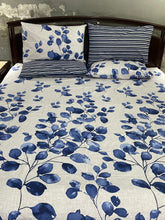 Bedsheet 5 pieces dark blue leaf