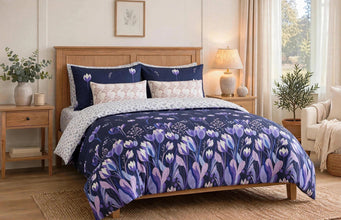 Bedsheet 5 pieces purple tulips
