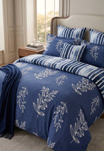 Comforter set 6 piece blue disty floral