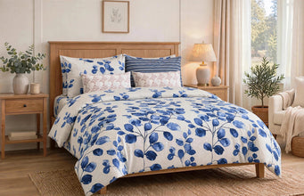 Bedsheet 5 pieces dark blue leaf