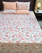 Bedsheet 5 piece peach soft blooming flowers