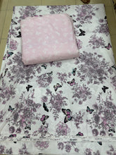 Bedsheet 5 pieces white pink butterfly