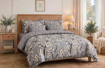 Bedsheet 5 pieces grey cherry blossom