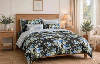Bedsheet 5 pieces blue sharp floral