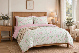 Bedsheet 5 pieces pink and green