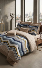 Comforter set floral blue shevron