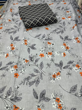 Comforter set 6 pieces grey and orange petals