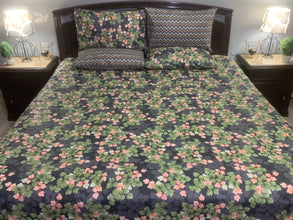 Bedsheet 5 pieces green flowers