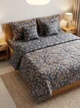Comforter set floral blue shevron