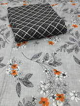 Comforter set 6 pieces grey and orange petals
