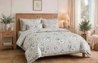 Bedsheet 5 pieces big grey white rose