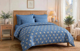 Comforter set 6 pieces Dusty blue lattice