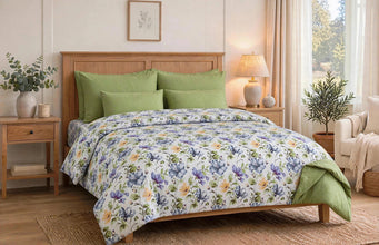 Bedsheet 5 piece green flowers