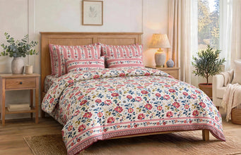 Bedsheet 5 pieces pink rose garden