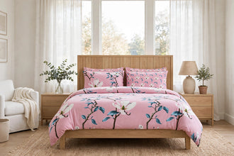 Bedsheet 5 pieces pink branches