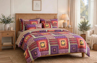 Bedsheet 5 pieces purple blocks