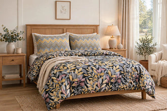 Bedsheet 5 pieces black leaves