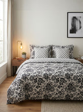 Comforter set 6 piece black disty floral
