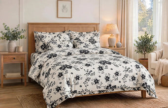 Bedsheet 5 pieces black white monochrome floral