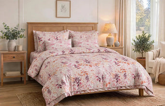 Bedsheet 5 pieces pink mauve botanical