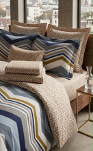 Comforter set floral blue shevron