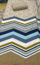 Comforter set floral blue shevron