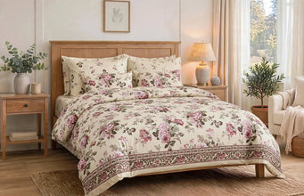 Comforter set daisy pink purple roses