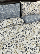 Bedsheet 5 piece blue leaves
