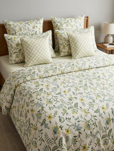 Bedsheet 5 pieces yellow green floral vine