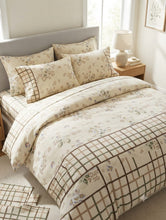 Bedsheet 5 piece beige floral with brown