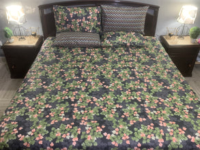 Bedsheet 5 pieces green flowers