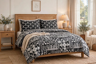 Bedsheet 5 pieces black geometric