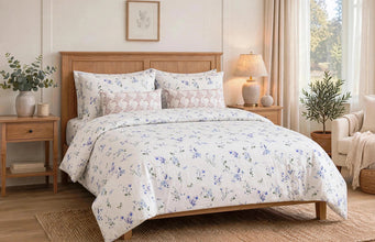 Bedsheet  5 piece purple flowers