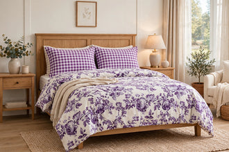 Bedsheet 5 piece floral purple