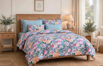 Bedsheet 5 piece blue floral