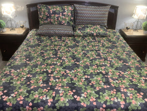 Bedsheet 5 pieces green flowers