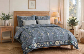 Duvet cover set grey jasmine flowers
