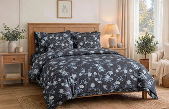 Bedsheet 5 pieces charcoal blue folral
