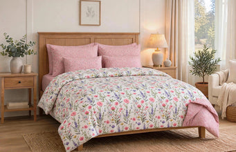 Bedsheet 5 pieces pink floral dust