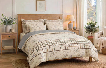 Bedsheet 5 piece beige floral with brown