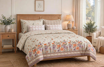 Bedsheet 5 pieces orange flowers