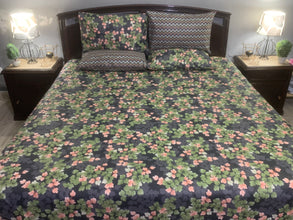 Bedsheet 5 pieces green flowers