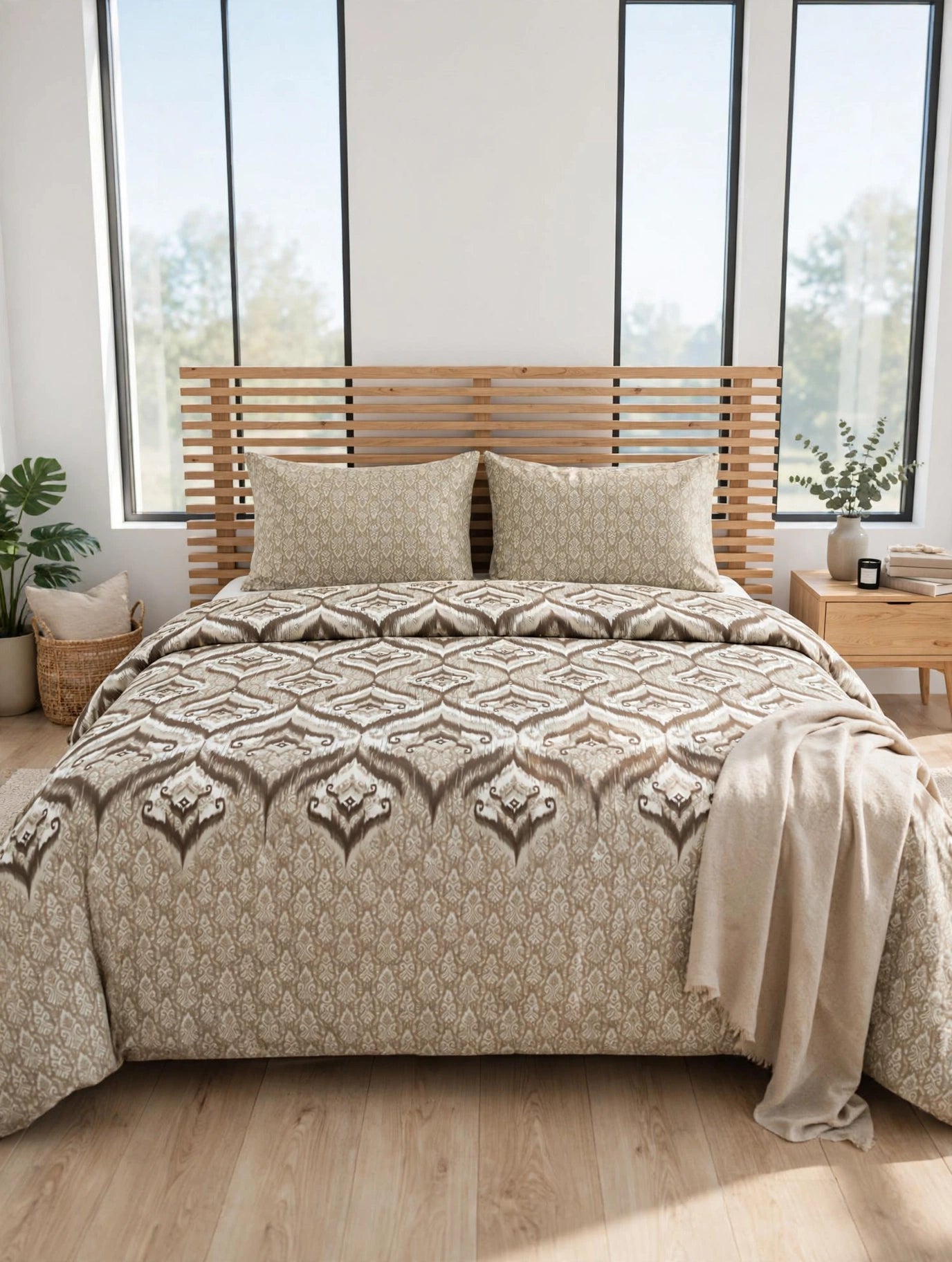 Comforter set 6 piece Ikat brown